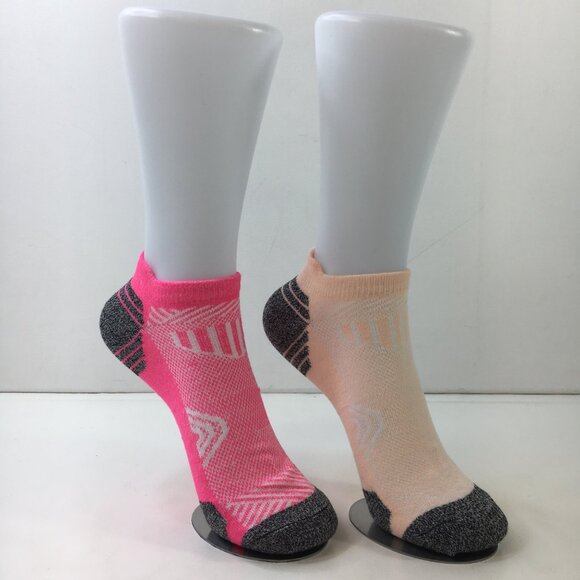 Womens Ankle Socks Set 2 Diamond Pattern Pink Peach Orange Charcoal Gray White - Picture 3 of 3